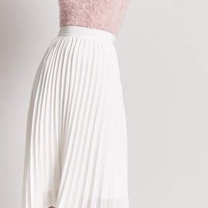 White pleated midi skirt - M - Forever 21